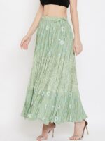 Clora Creation Women Green & White Printed Flared Maxi Skirt - Image 3