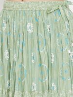 Clora Creation Women Green & White Printed Flared Maxi Skirt - Image 6