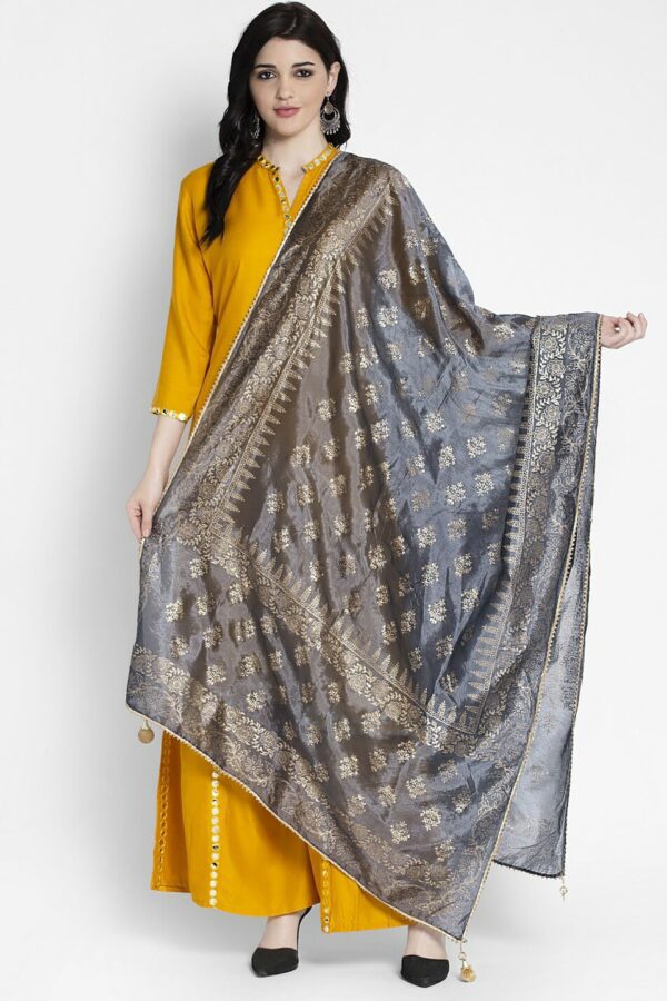 Clora Creation Women Grey Ethnic Motifs Printed Dupatta