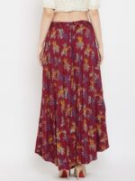 Clora Creation Women Maroon & Blue Printed Flared Maxi Skirt - Image 3