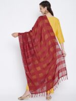 Clora Creation Women Maroon Checked Pure Cotton Dupatta - Image 4
