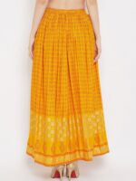 Clora Creation Women Mustard-Yellow & Orange Printed Flared Maxi Skirt - Image 4