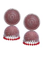 Crunchy Fashion Red Contemporary Jhumkas - Image 2