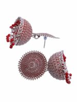 Crunchy Fashion Red Contemporary Jhumkas - Image 3