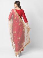 Dupatta Bazaar Gold Embroidered Dupatta with Beads and Stones & Cutwork Details - Image 4