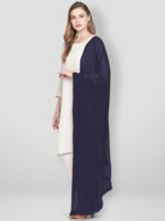 Dupatta Bazaar Navy Blue Solid Dupatta - Image 4