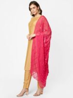 Dupatta Bazaar Pink Ethnic Motifs Embroidered Dupatta with Mirror Work - Image 4