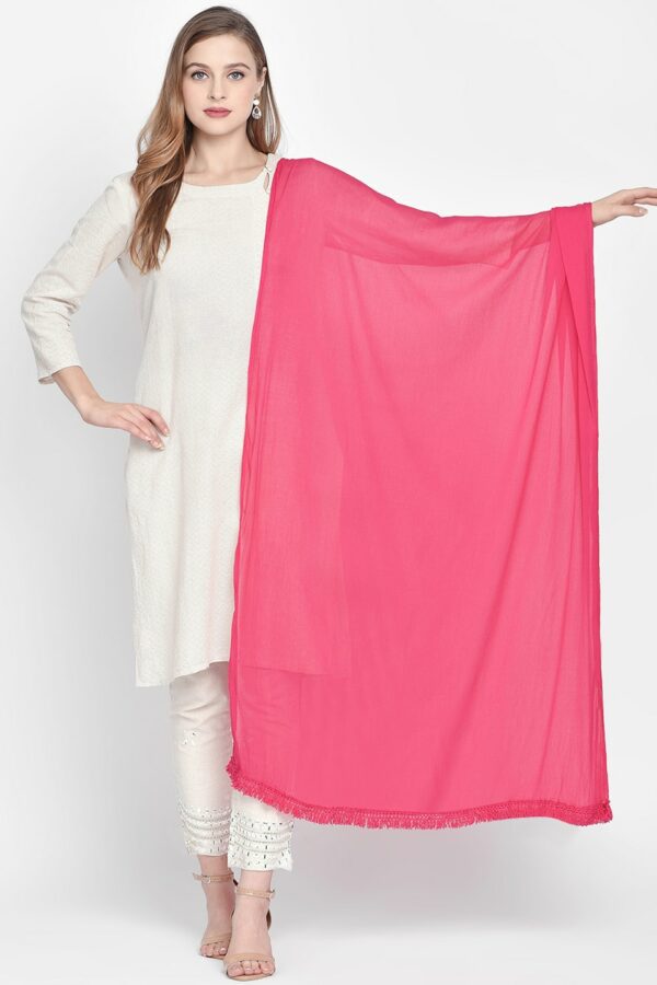Dupatta Bazaar Pink Solid Dupatta