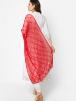 Dupatta Bazaar Red & White Ethnic Motifs Embroidered Dupatta with Mirror Work - Image 5