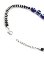 EL REGALO Set Of 2 Silver-Toned & Black Beaded Evil Eye-Nazaria Anklet - Image 4