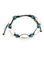 EL REGALO White & Sea-Green Beaded Macrame Anklet - Image 2
