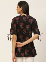 FABRIC FITOOR Coffee Brown & Maroon Printed Pure Cotton A-Line Top - Image 4