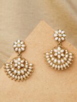 Fida Gold-Plated & White Crescent Shaped Chandbalis
