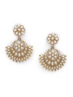 Fida Gold-Plated & White Crescent Shaped Chandbalis - Image 2