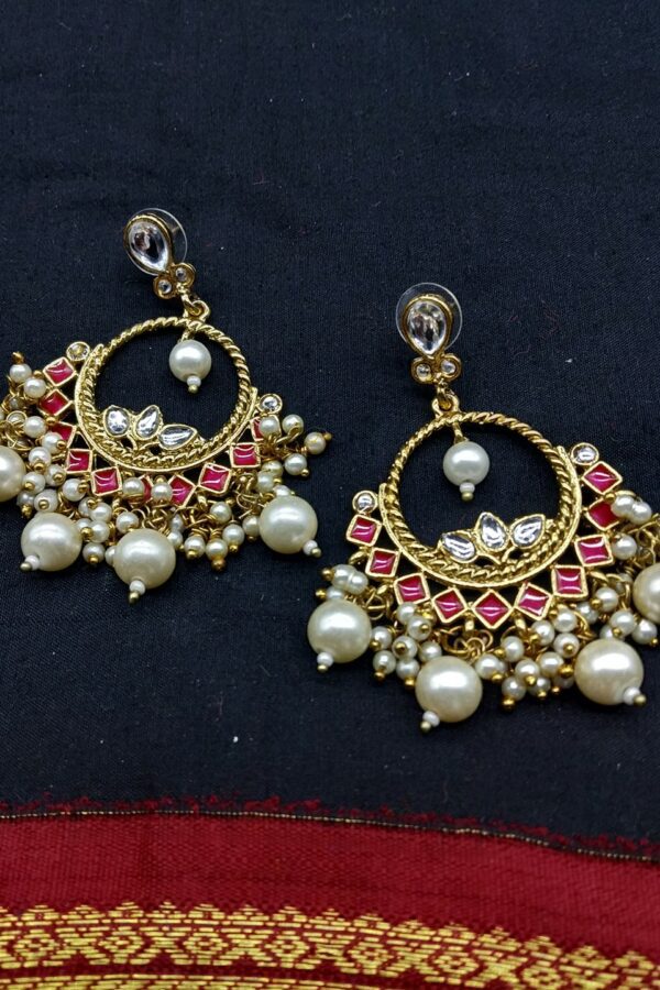 Fida Gold-Toned & Red Circular Chandbalis