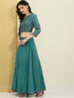 House of Pataudi Women Blue Printed Lehenga Choli - Image 6