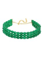 I Jewels Green & Gold-Plated 3 Layer Handcrafted Choker Necklace - Image 2
