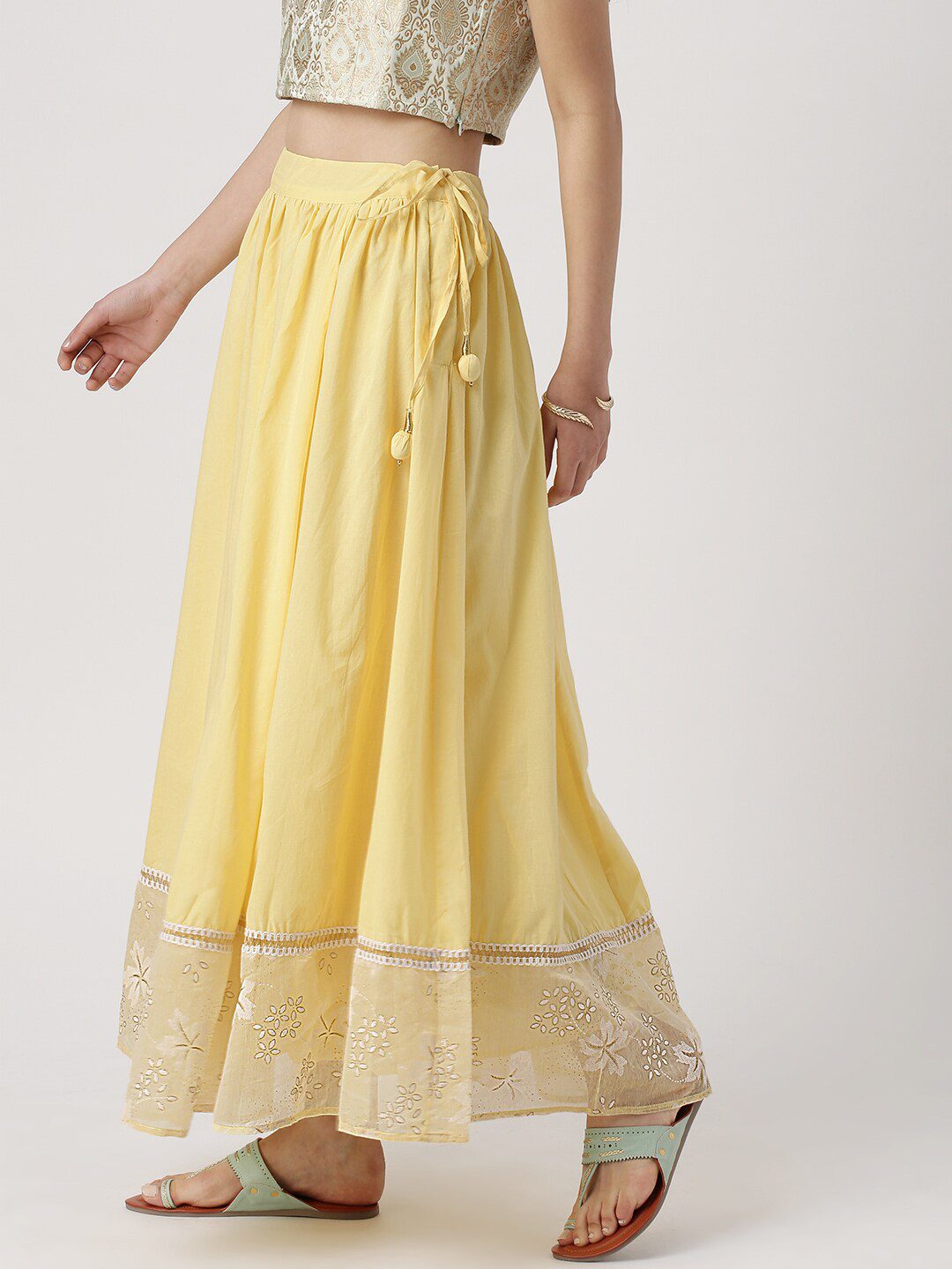 Shop Ethnic Motifs Printed Flared Maxi Skirt  Jaipur Kurti