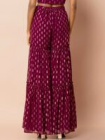 INDYA Women Burgundy Printed Flared Sharara - Image 3