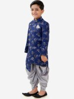 JBN Creation Boys Blue & Grey Printed Sherwani Set - Image 6