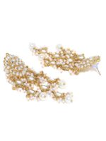 KARATCART Off-White Gold-Plated Stone-Studded Floral Drop Earrings - Image 3