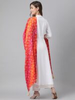 Khushal K Women White Woven Design Kurta with Churidar & Dupatta - Image 6