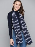 Mast & Harbour Women Navy Blue & White Striped Stole