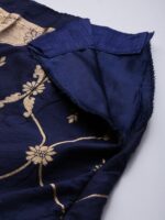 Mitera Navy Blue & Pink Woven Design Semi-Stitched Lehenga & Unstitched Blouse with Dupatta - Image 3