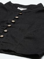 Molcha Women Black Solid Mandarin Collar Sleeveless Saree Blouse - Image 2
