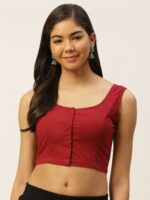 Molcha Women Pack Of 2 Solid Pure Cotton Saree Blouse - Image 2