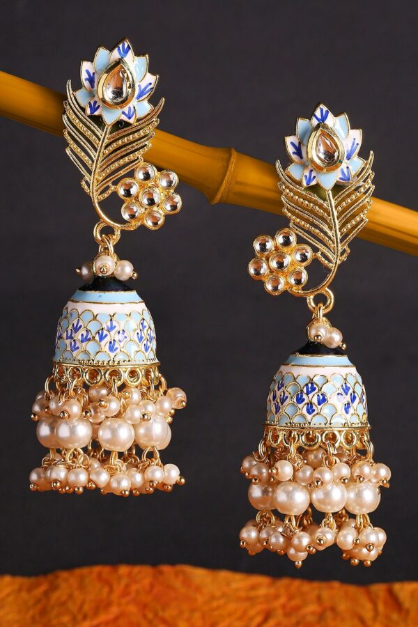 OOMPH Blue & White Contemporary Jhumkas