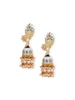 OOMPH Blue & White Contemporary Jhumkas - Image 2