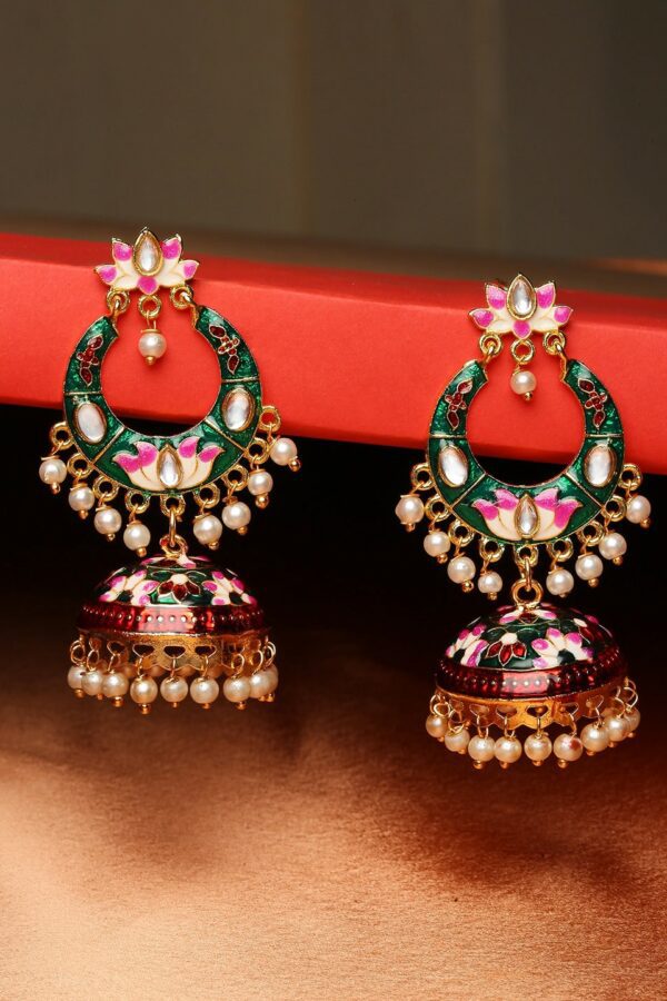 OOMPH Green Dome Shaped Jhumkas