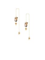 PANASH Gold-Plated & Off-White Meenakari Peacock Shaped Drop Earrings - Image 2