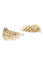 PANASH Gold-Toned & Off-White Gold-Plated Kundan Classic Drop Earrings - Image 3