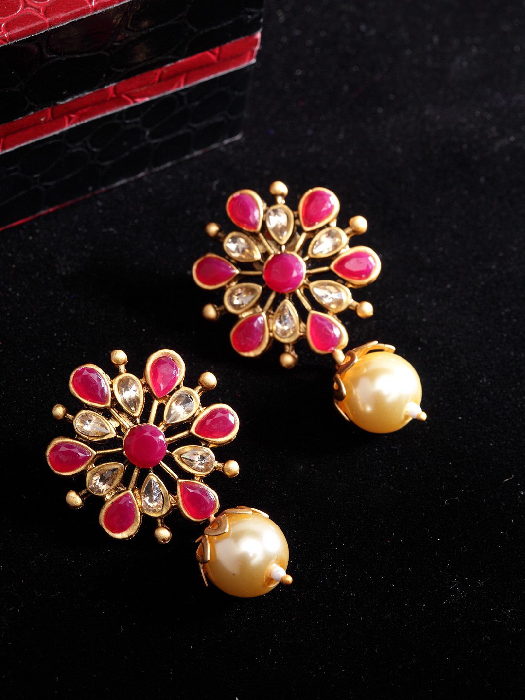 Buy ToniQ Stylish Gold-Plated Teardrop Pearl & Pink Drop Earrings Online At  Best Price @ Tata CLiQ