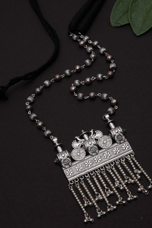 PANASH Silver-Plated German Silver Oxidised Handcrafted Necklace