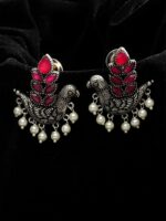PANASH Silver-Plated & Pink Animal Shaped Studs