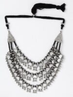 PANASH Silver-Toned & Black German Silver Oxidised Necklace - Image 2