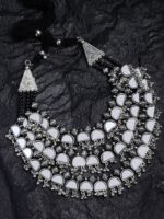 PANASH Silver-Toned & Black German Silver Oxidised Necklace - Image 4