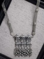 PANASH Silver-Toned German Silver Oxidised Tribal Necklace