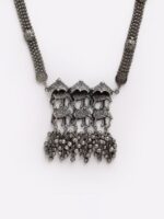 PANASH Silver-Toned German Silver Oxidised Tribal Necklace - Image 2