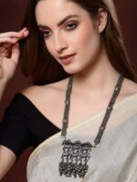 PANASH Silver-Toned German Silver Oxidised Tribal Necklace - Image 4
