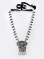 PANASH Silver-Toned German Silver Oxidised Tribal Statement Necklace - Image 3