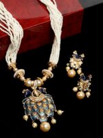 PANASH Women Gold-Plated & Blue Handcrafted Jewellery Set