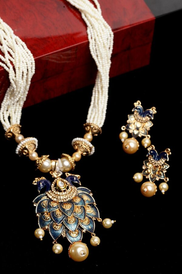 PANASH Women Gold-Plated & Blue Handcrafted Jewellery Set