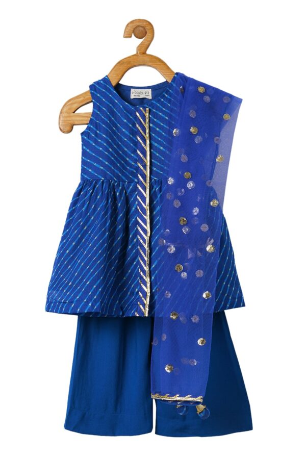 PICCOLO Girls Blue Striped Kurta with Palazzos & With Dupatta