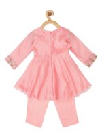 PICCOLO Girls Pink Angrakha Kurta with Trousers - Image 2