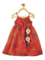 PICCOLO Girls Red Printed Kurta with Trousers & With Dupatta - Image 3