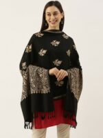 Pashmoda Women Black & Beige Aari Embroidered Shawl